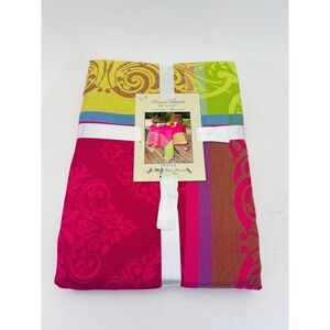 STOF France Provence Tablecloth 63x98 Fuchsia Green Cotton Teflon Laura Lancelle